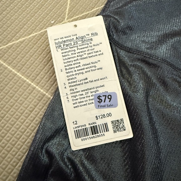 NEW‎ Lululemon Align High-Rise Ribbed Pant 25" *Shine Size 12 Foil Black  Night - Picture 10 of 11